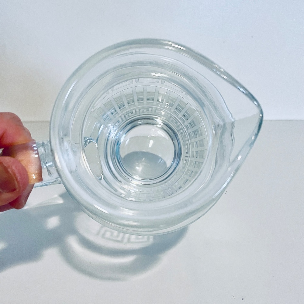 Versace x Rosenthal Meandre Greek Key Clear Glass Crystal Pitcher Vintage - Picture 10 of 14